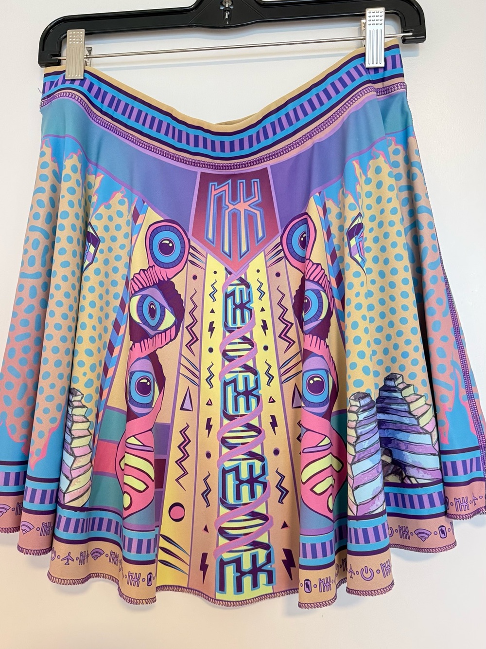 Abstract Multi-Color Graphic Flared Mini Skirt